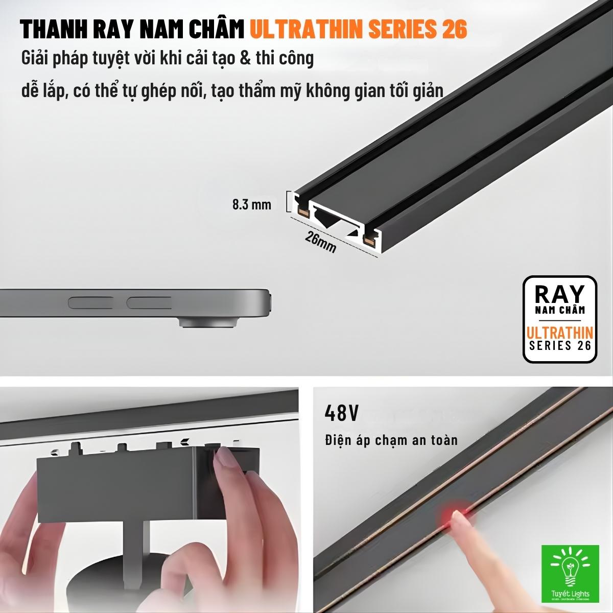 HỆ ĐÈN RAY NAM CHÂM ULTRATHIN - GIẢI PHÁP THI CÔNG LẮP NỔI TIỆN LỢI KÍCH THƯỚC THANH RAY